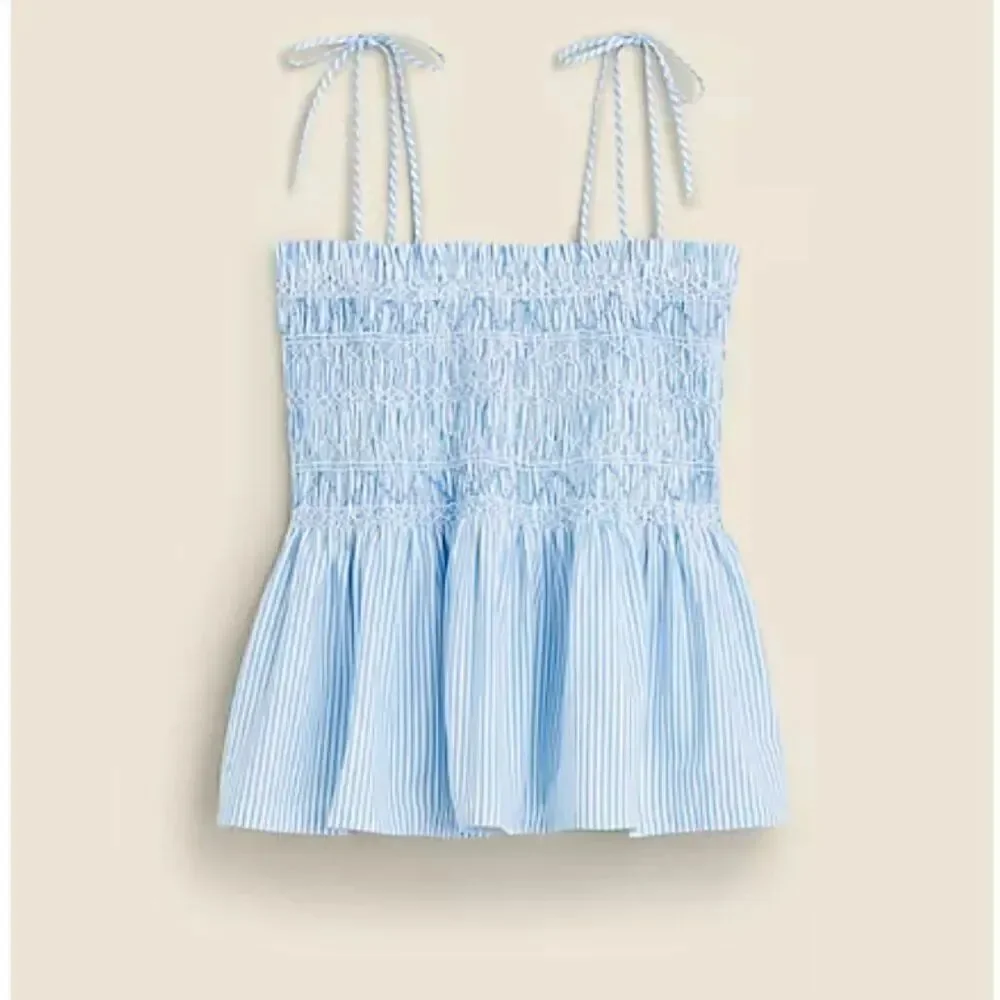 J. Crew blue and white Paloma top in stripe NWT smocked size large